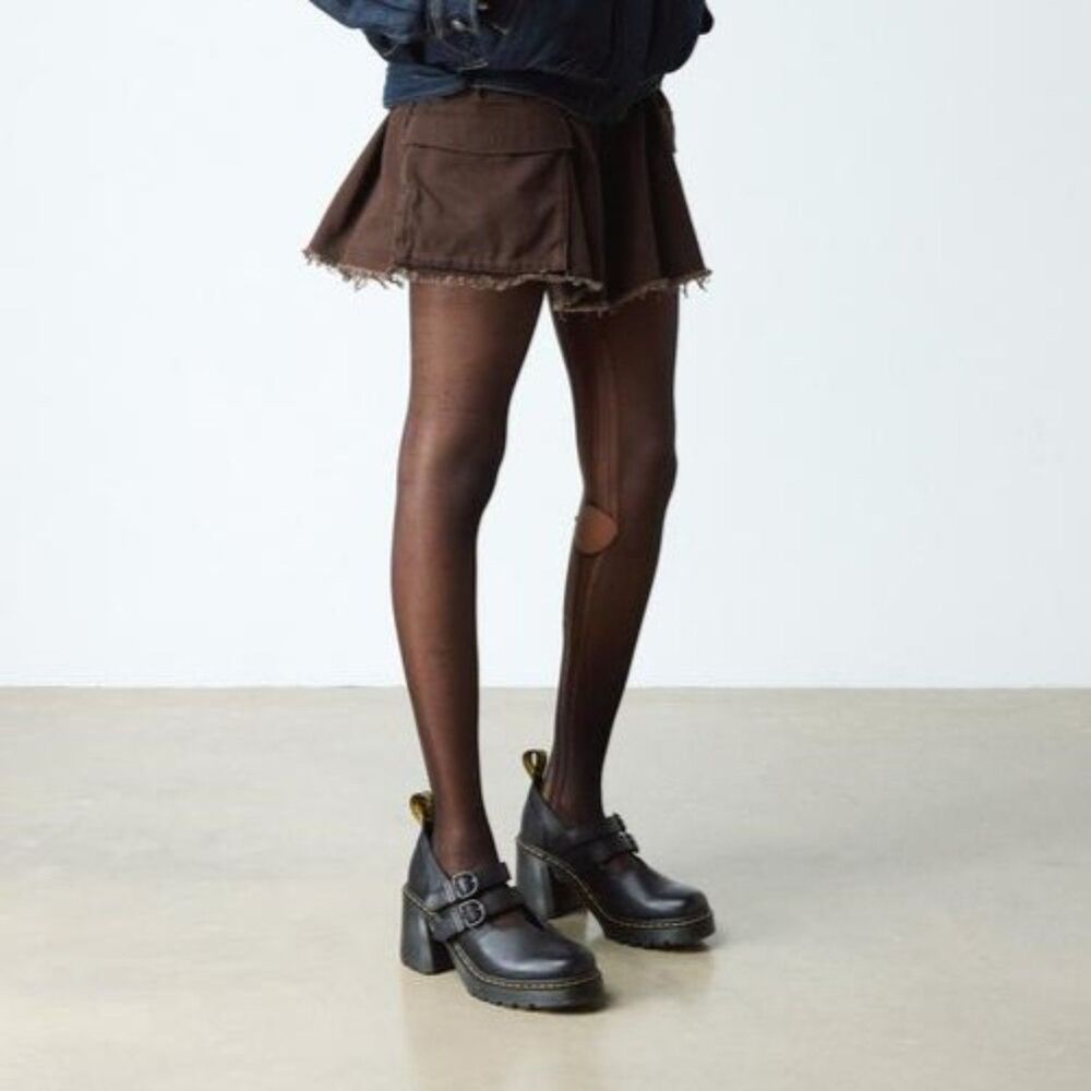 Dr. Martens Eviee Black Sendal Leather Heeled Shoes Women's 10 UK 8 NIB - Picture 14 of 15
